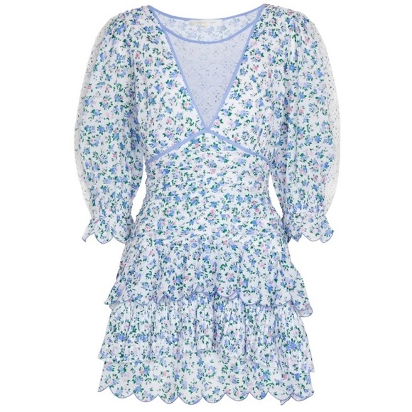 New LOVESHACKFANCY Marquise Floral Cotton Minidress Size 6